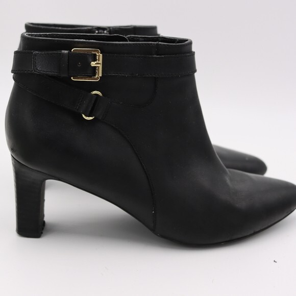 Ralph Lauren Black Nara Leather Booties Size 9 B - Picture 4 of 10